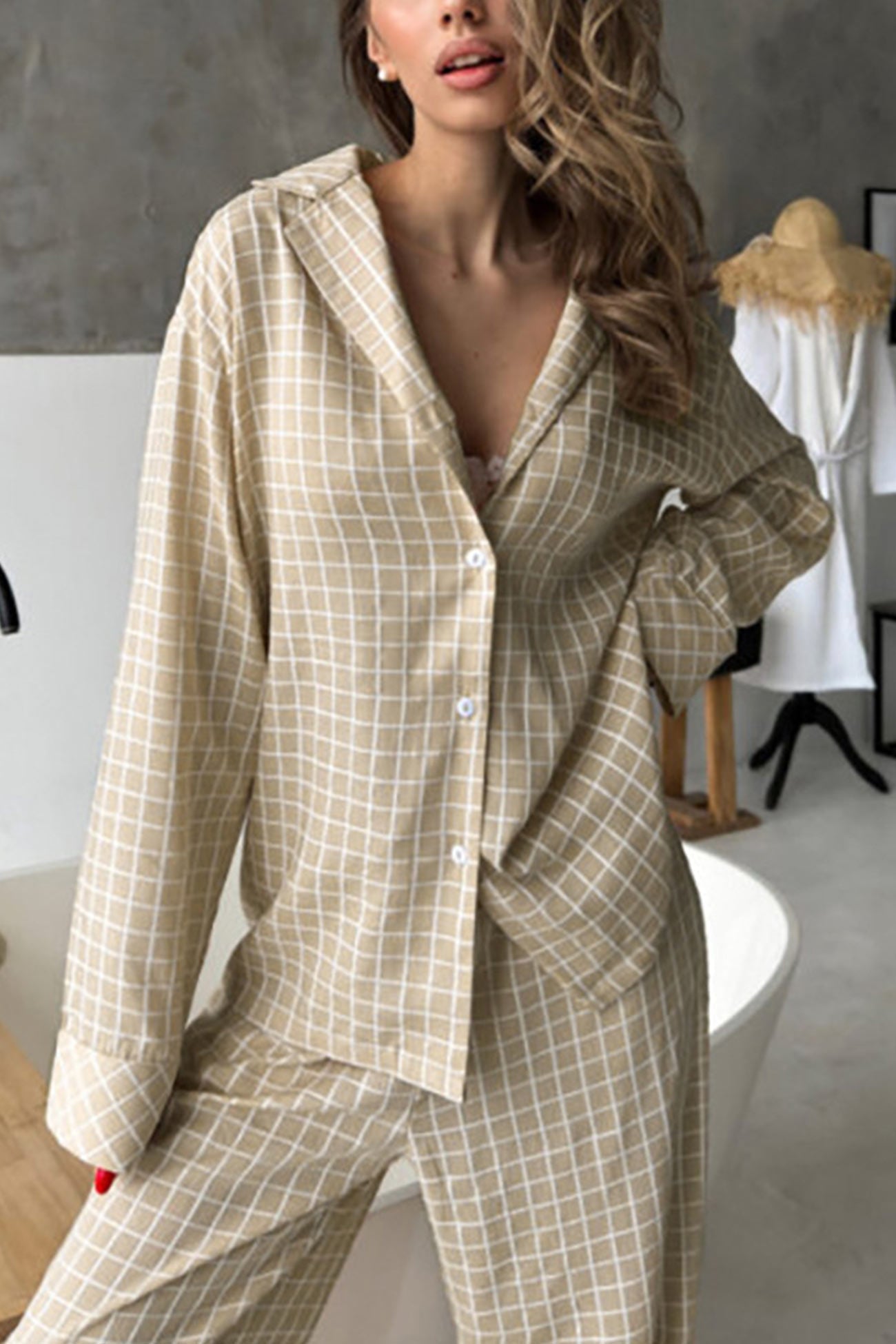 Marina | Checked loungewear with long sleeves