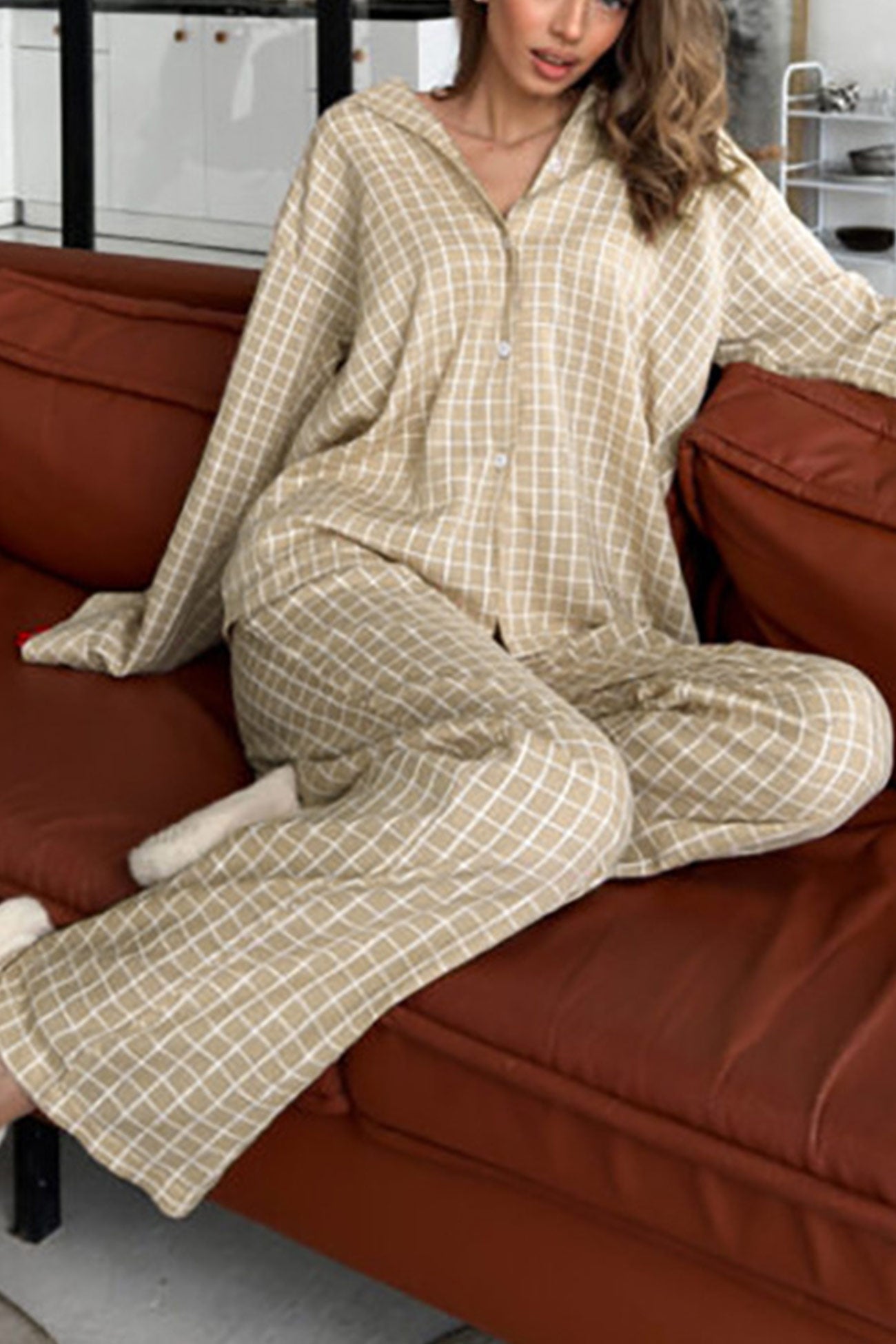 Marina | Checked loungewear with long sleeves