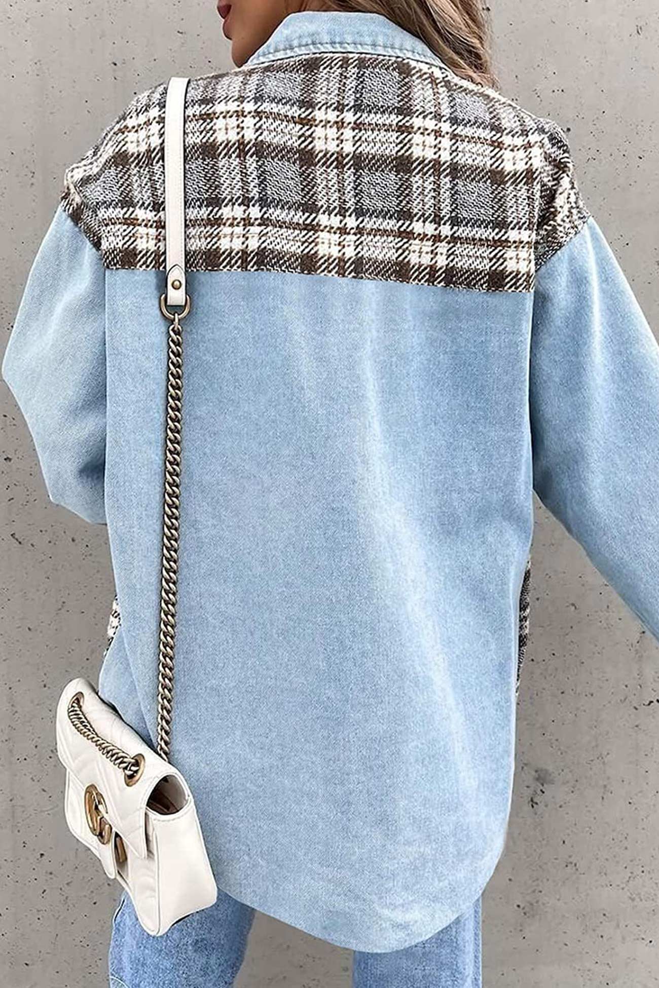Ilona | Checked patchwork denim jacket