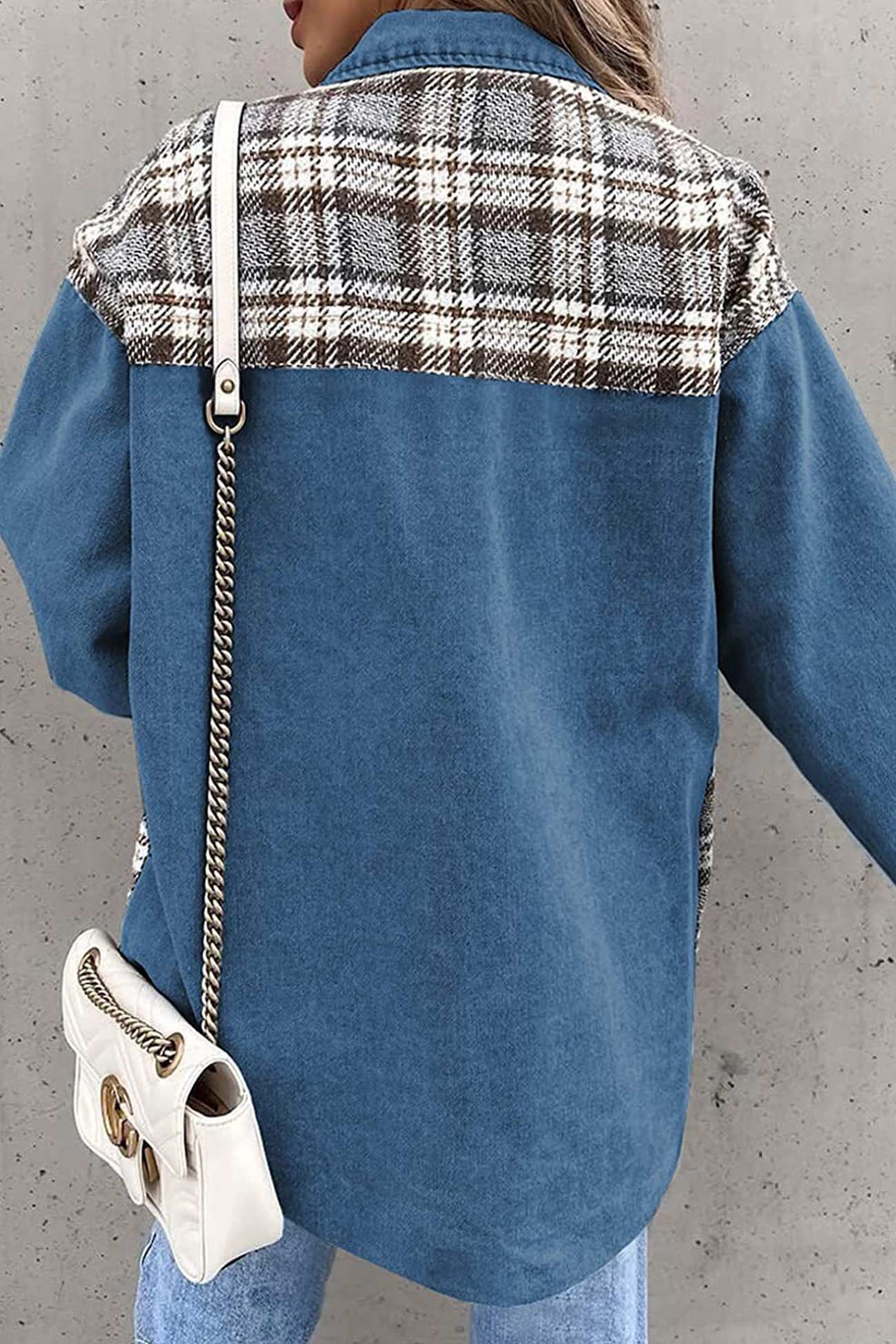 Ilona | Checked patchwork denim jacket