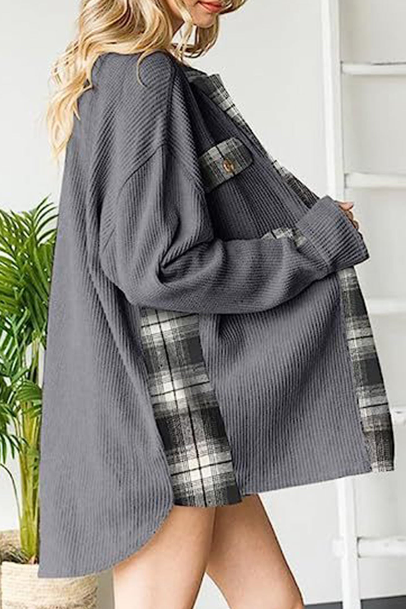 Brigitte | Checked patchwork blouses with irregular hems
