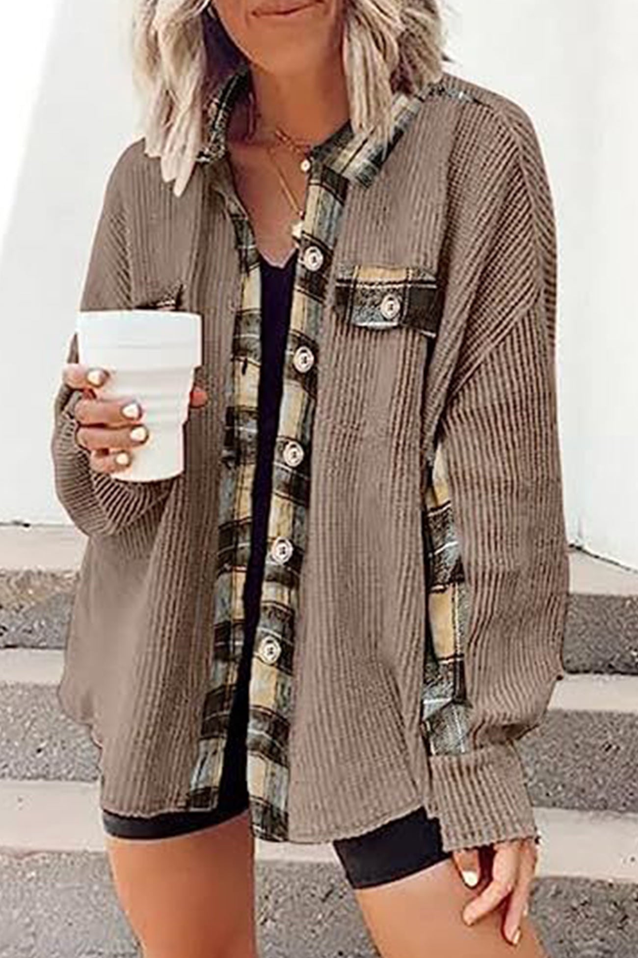 Brigitte | Checked patchwork blouses with irregular hems