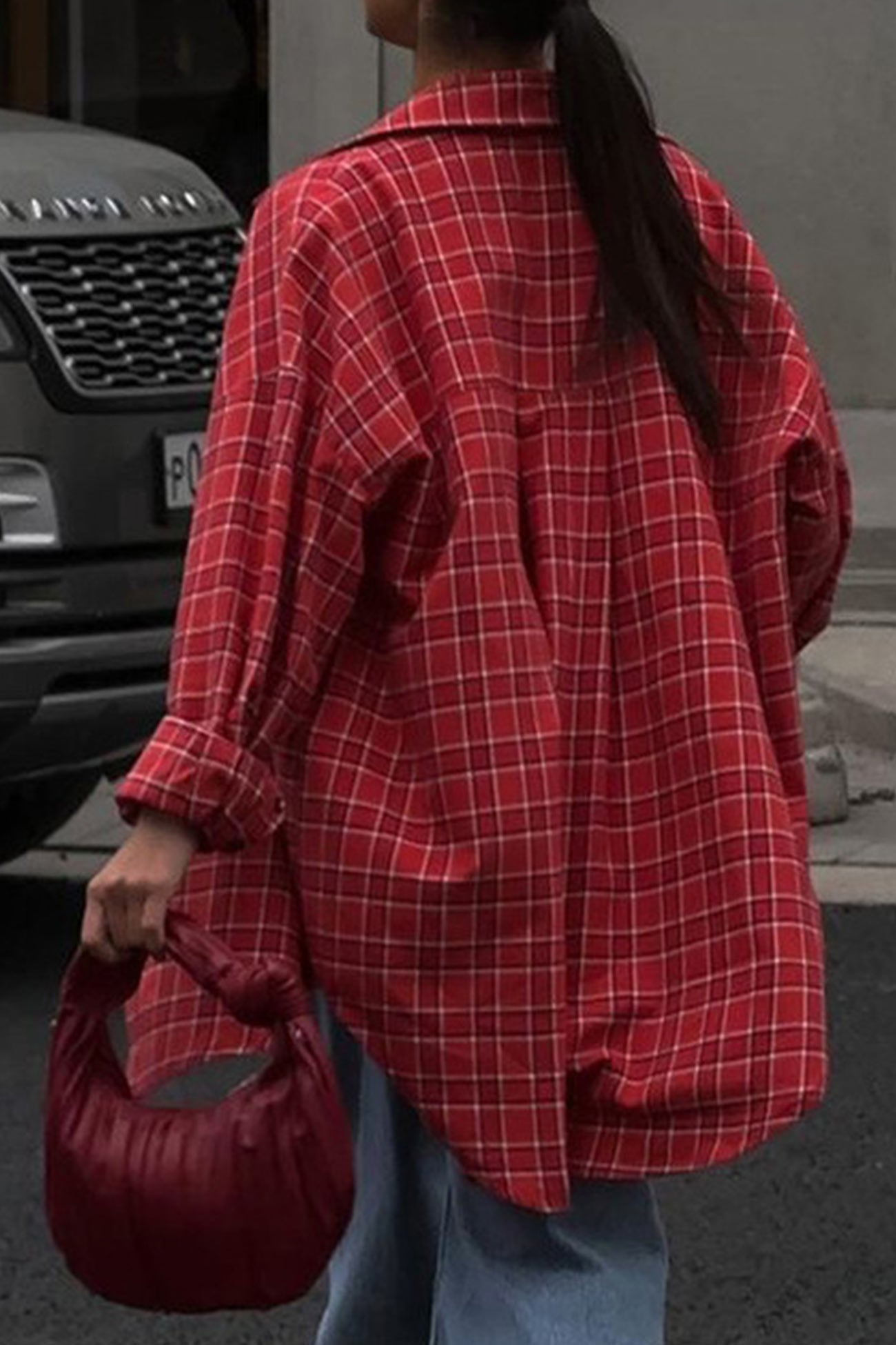 Lucía | Checked single breasted loose blouse