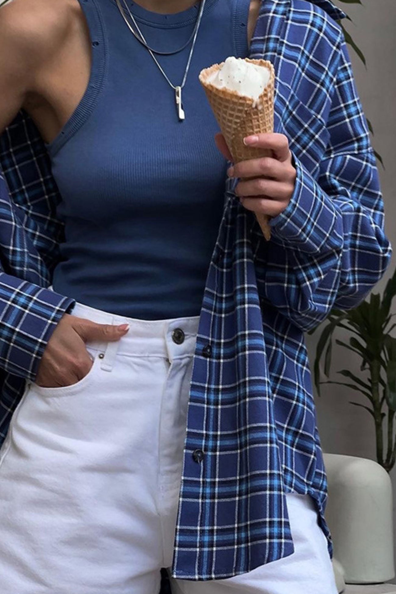 Lucía | Checked single breasted loose blouse