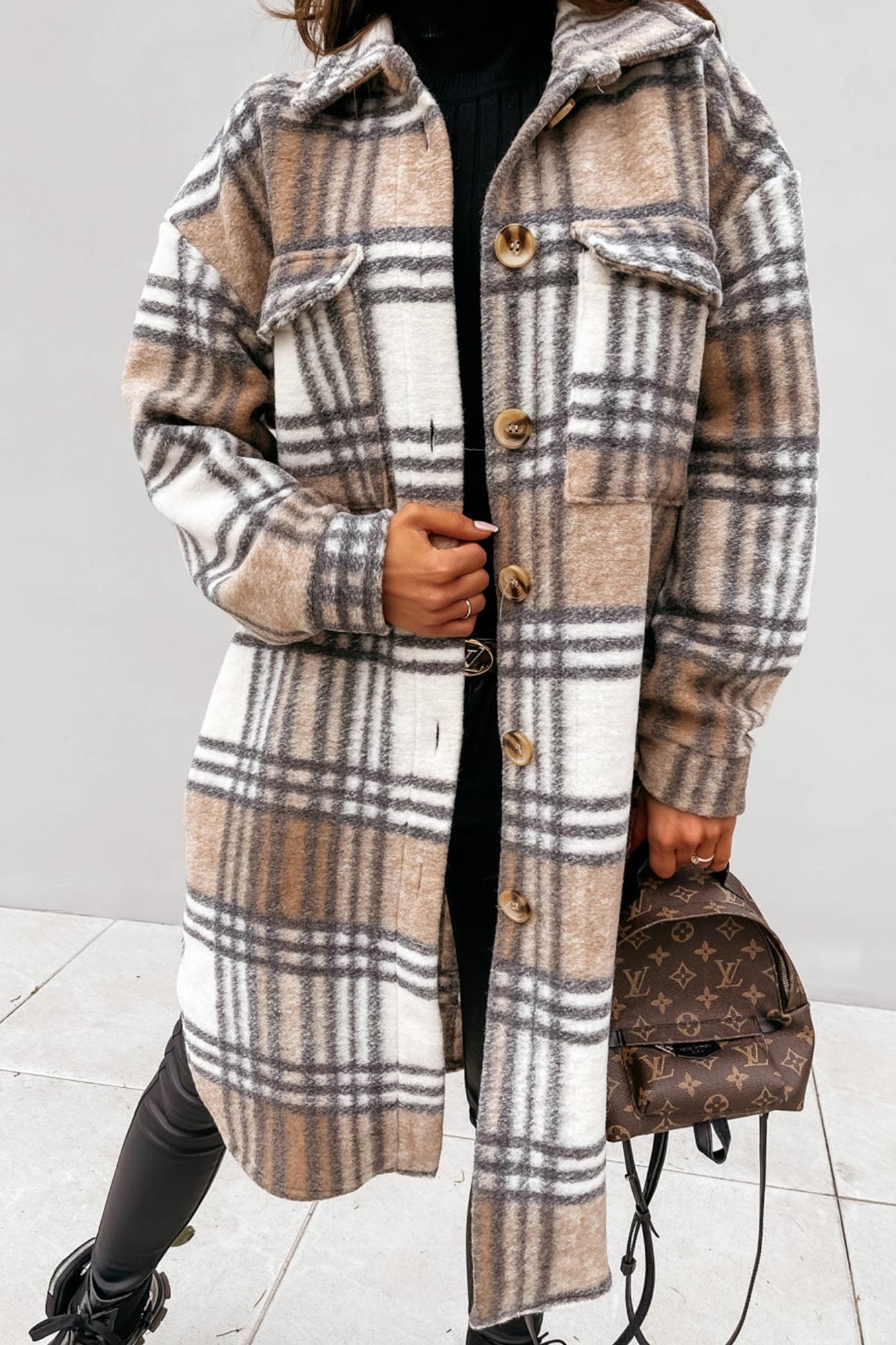 Simona | Checked single-breasted shirt jacket