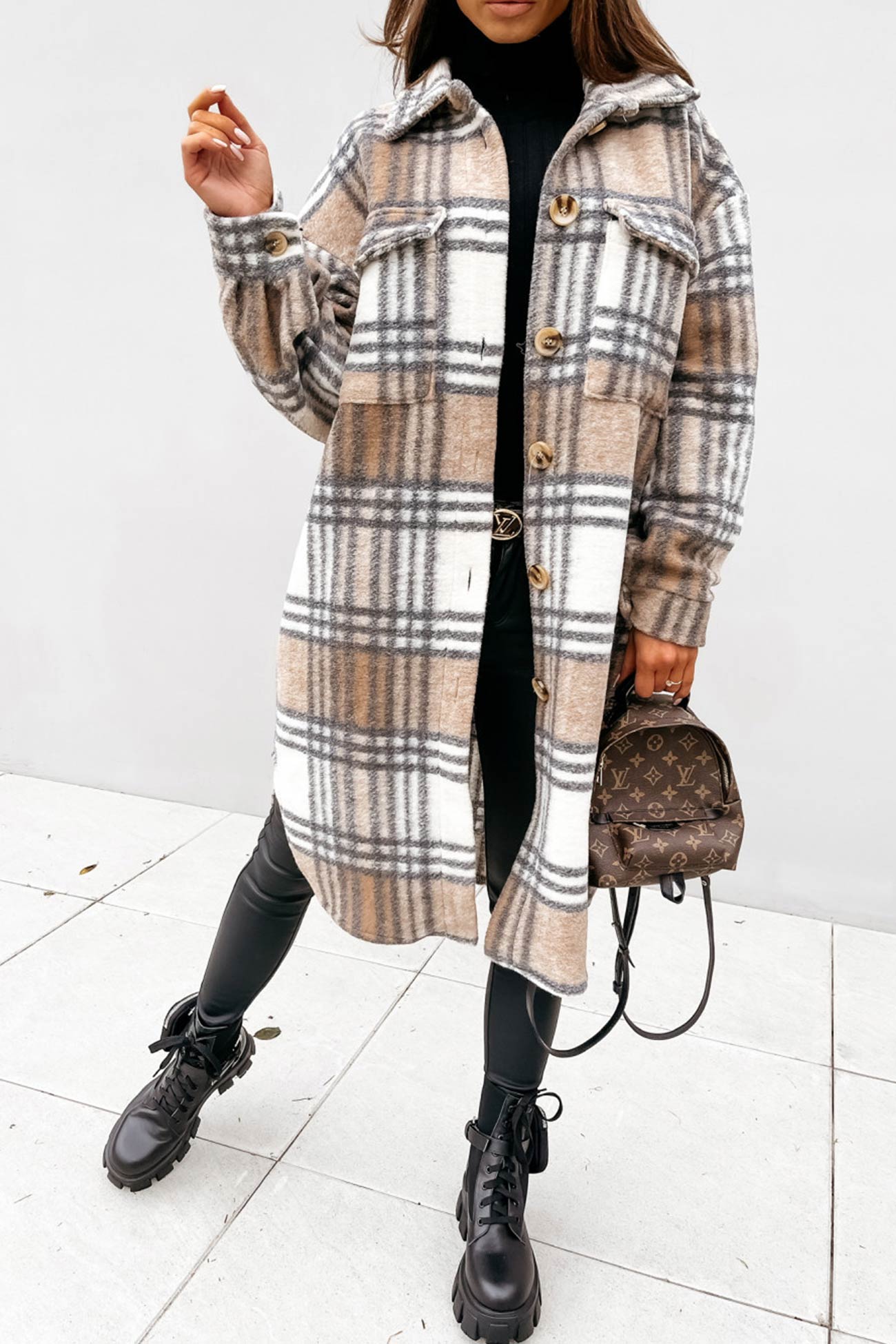 Simona | Checked single-breasted shirt jacket