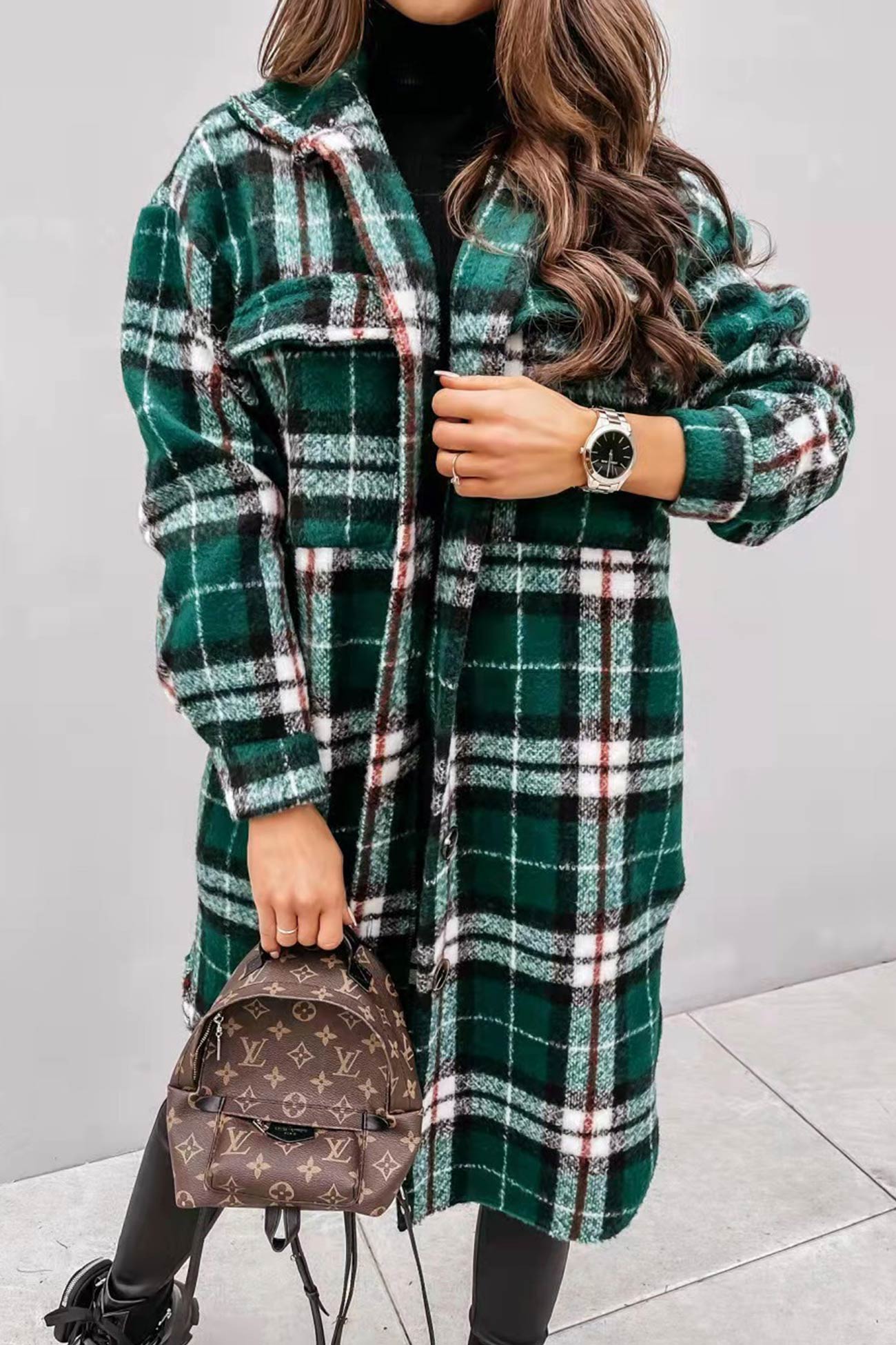 Simona | Checked single-breasted shirt jacket