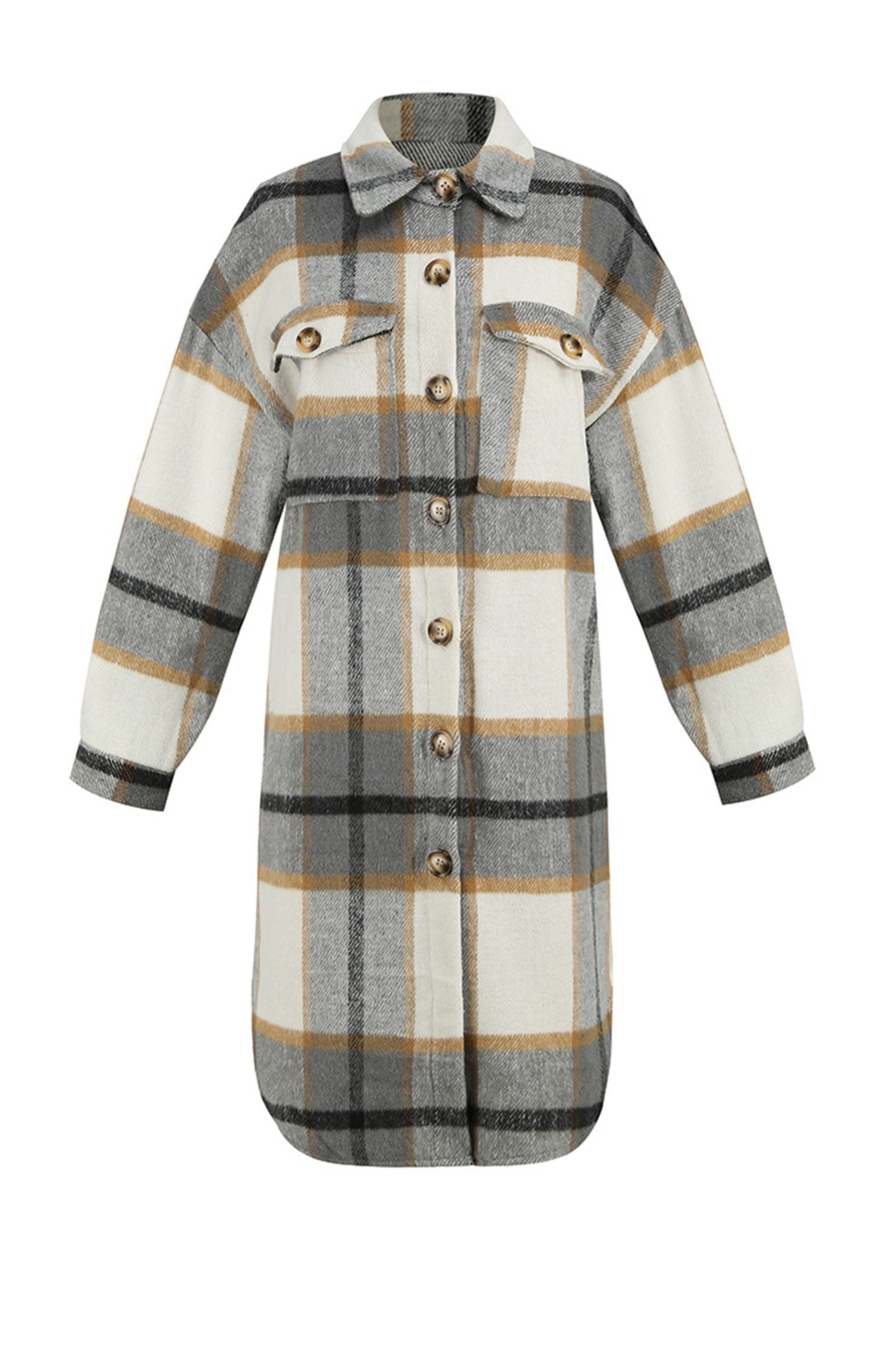 Simona | Checked single-breasted shirt jacket