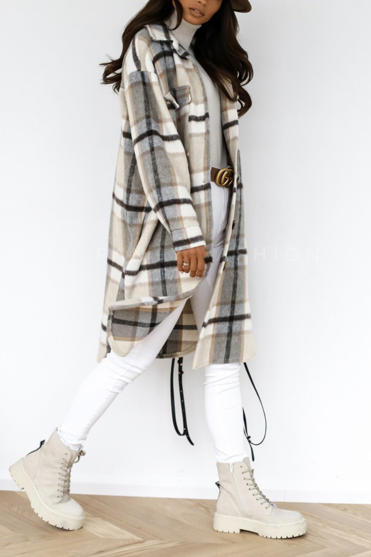 Simona | Checked single-breasted shirt jacket
