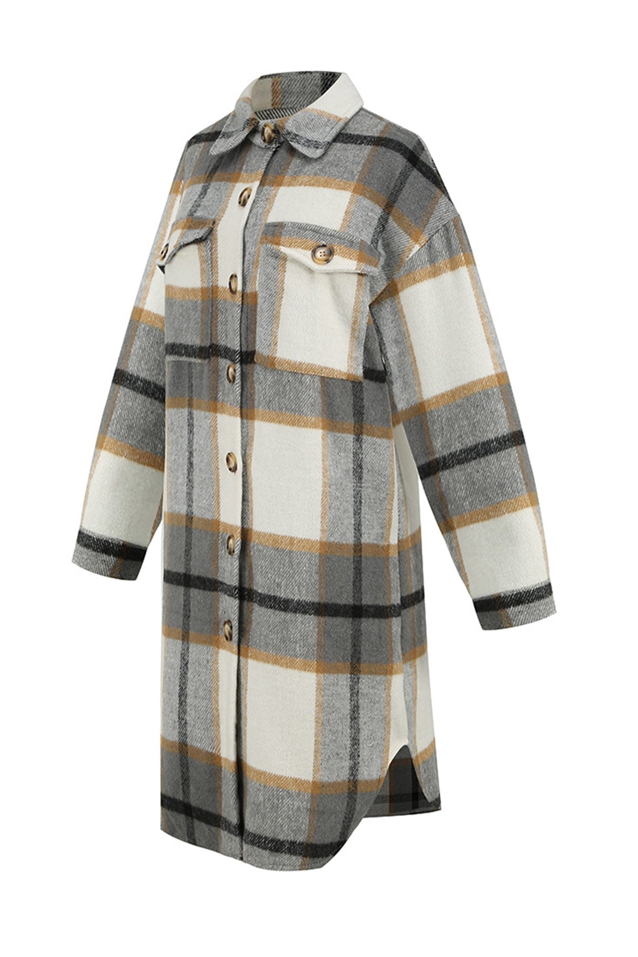 Simona | Checked single-breasted shirt jacket