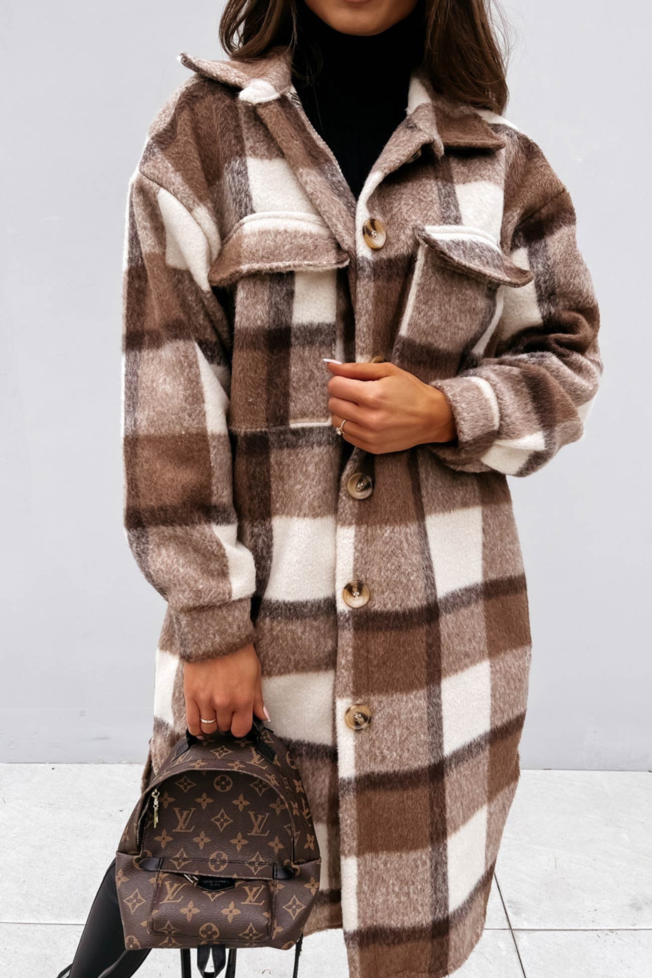 Simona | Checked single-breasted shirt jacket