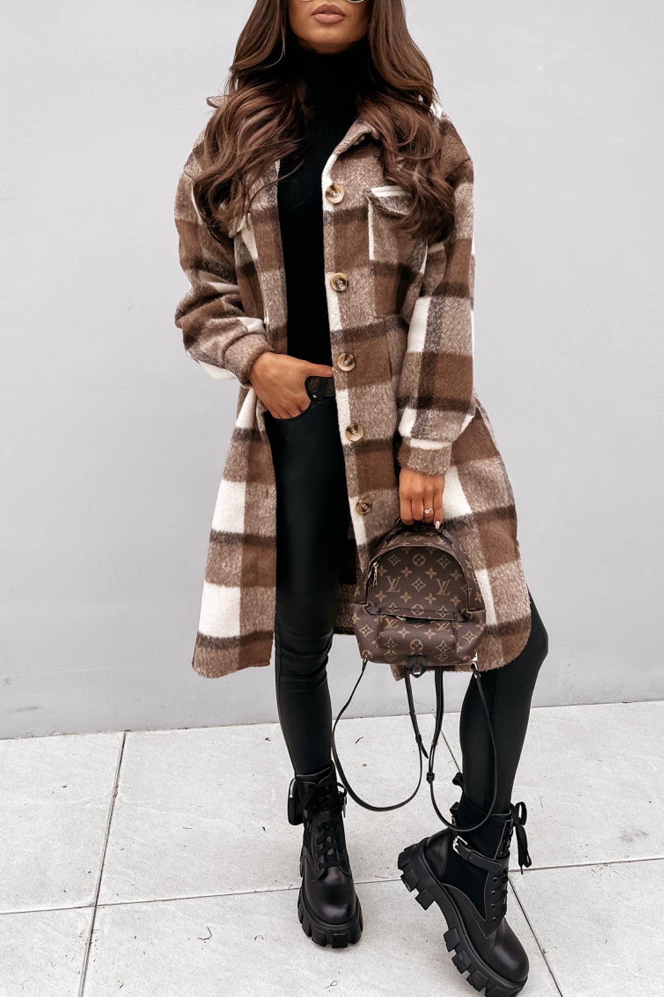 Simona | Checked single-breasted shirt jacket