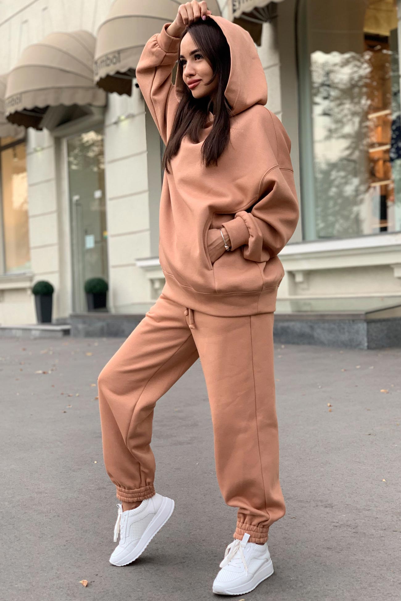 Marina | Long pants set with hood and elastic waistband and pockets