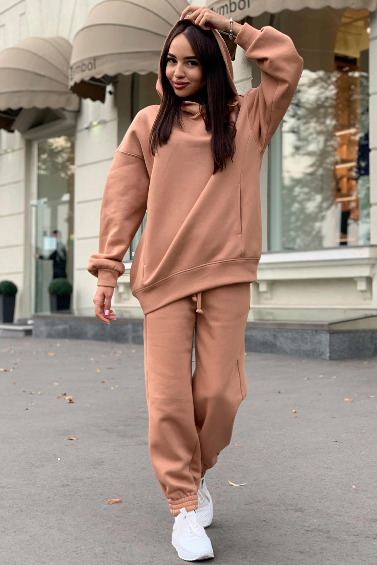 Marina | Long pants set with hood and elastic waistband and pockets