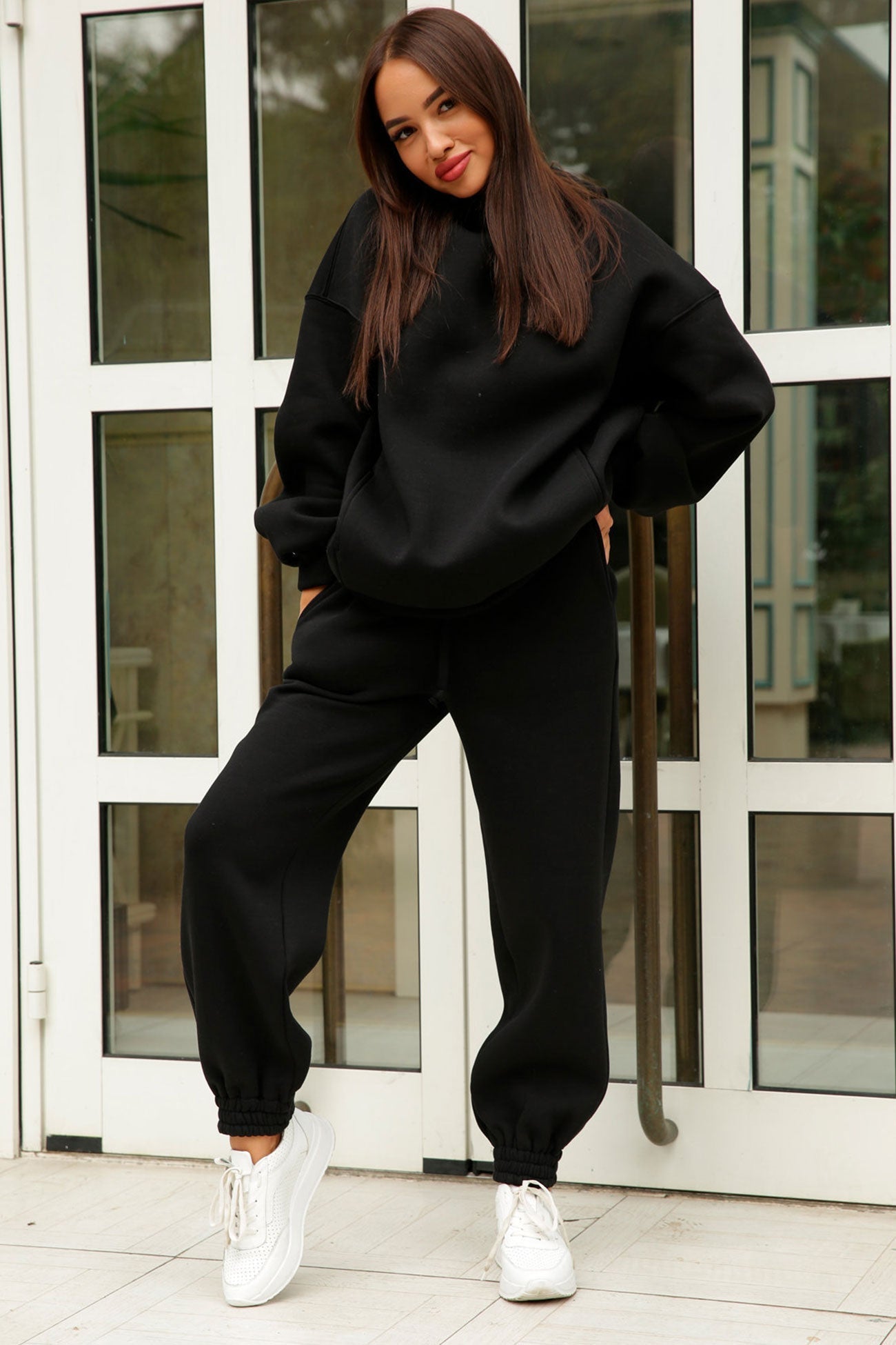Marina | Long pants set with hood and elastic waistband and pockets