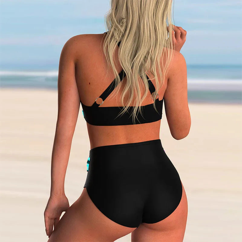 Yolanda® | Women'S High Waisted Push-Up Halter Bikini Set