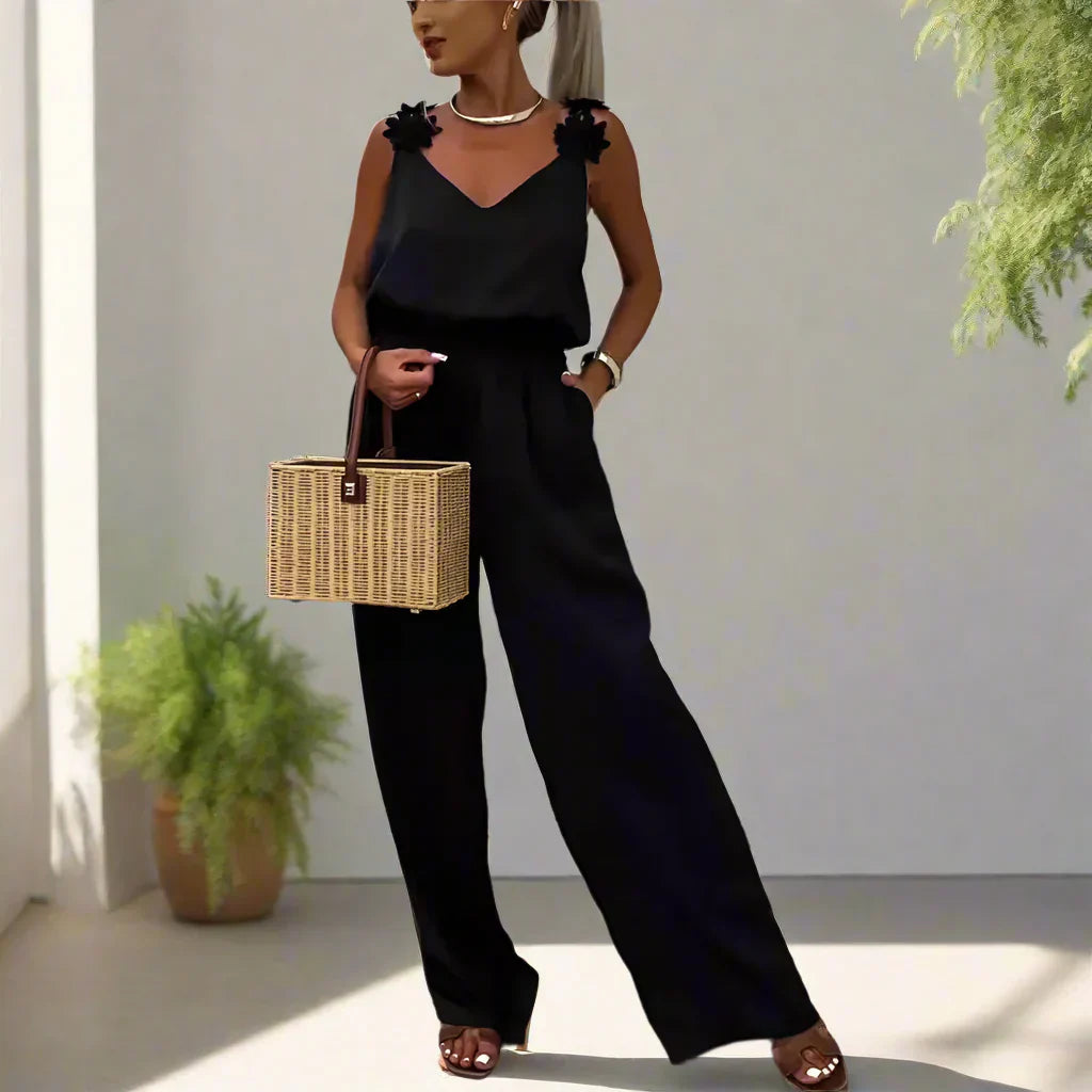 Paola® | Summer Vintage Sleeveless Wide Leg Women Jumpsuit