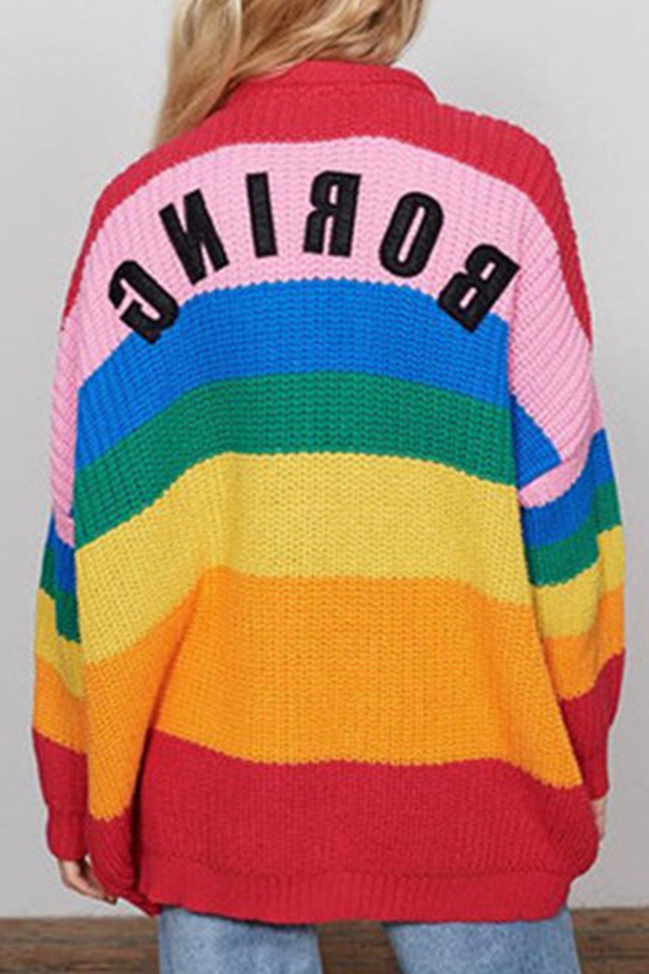 Bruna | Rainbow contrast knit cardigan
