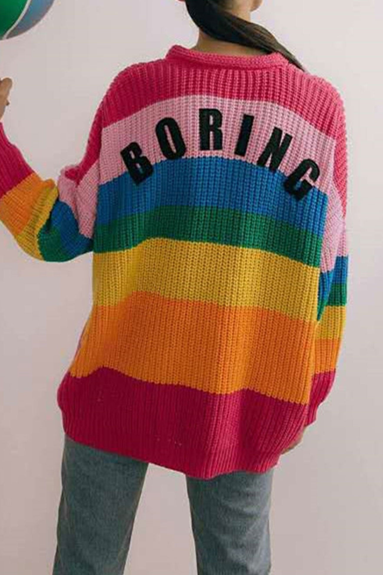 Bruna | Rainbow contrast knit cardigan
