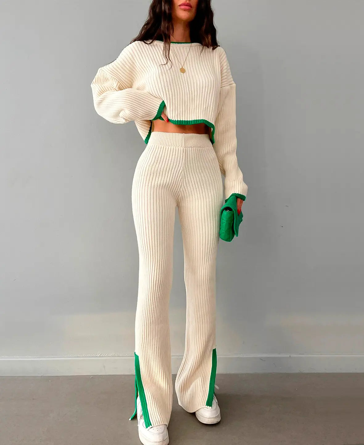 Astrid | Ribbed crop knit set