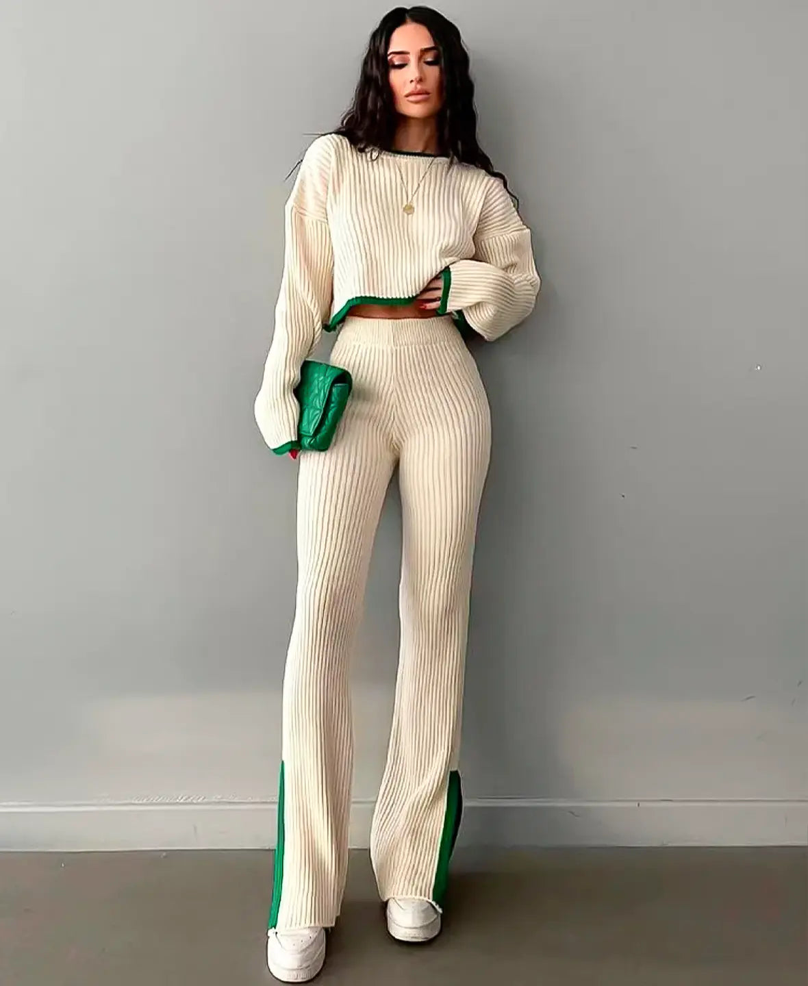 Astrid | Ribbed crop knit set