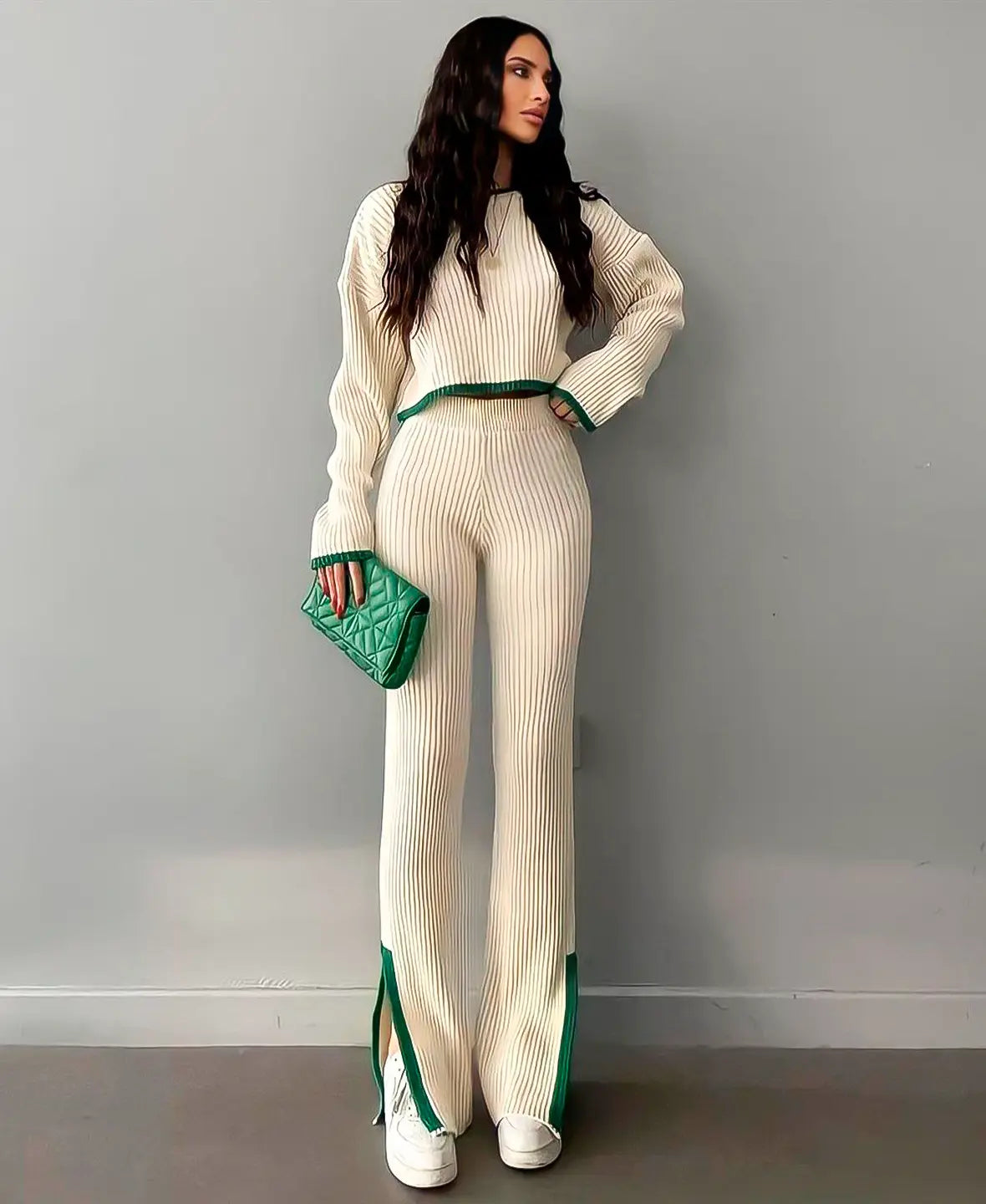Astrid | Ribbed crop knit set