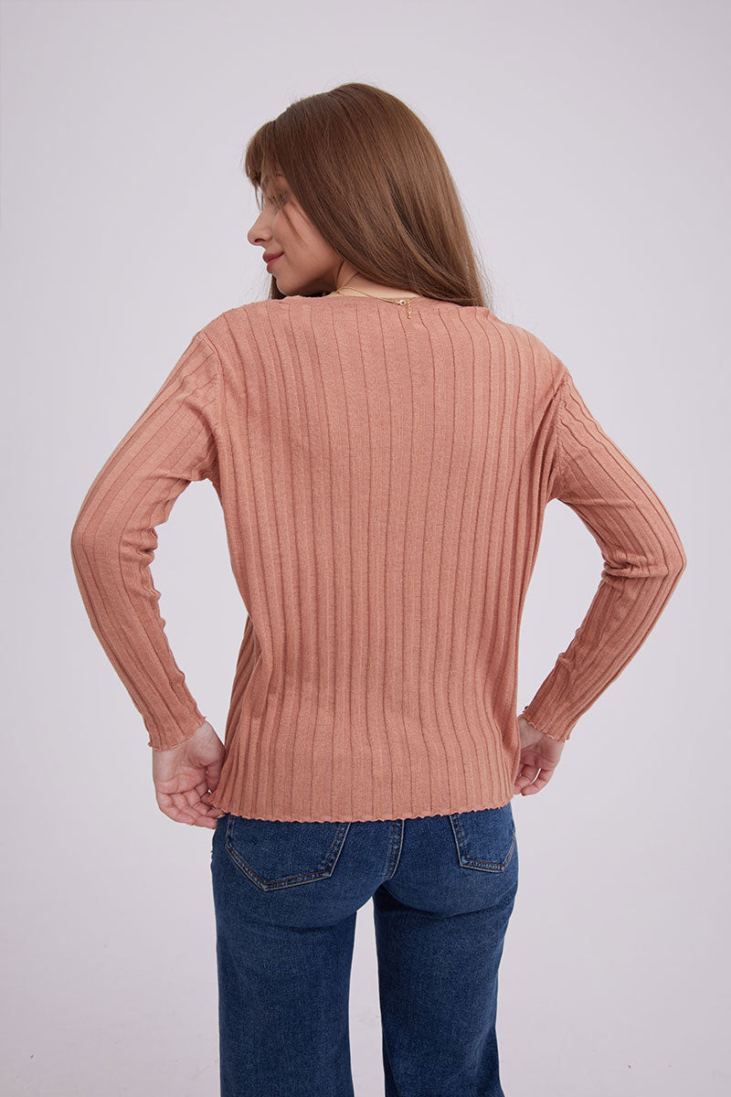 Fabiola | Layered ribbed cardigan with a crew neck