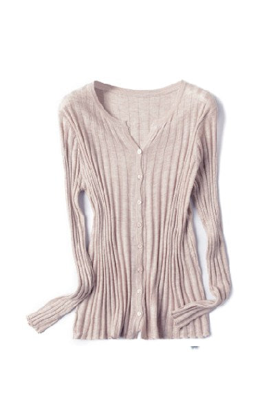Fabiola | Layered ribbed cardigan with a crew neck