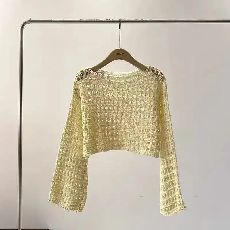 Adele | Rosamund long sleeve crochet top for women