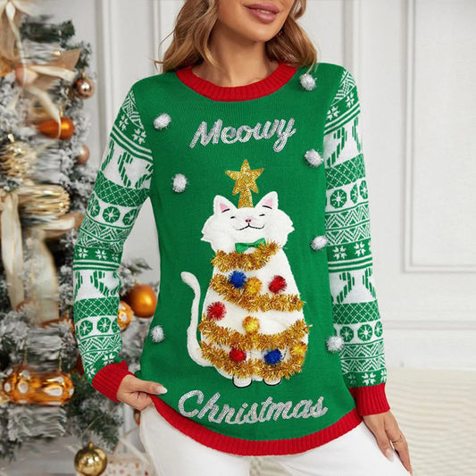 Liliane | Christmas sweater with a cat motif