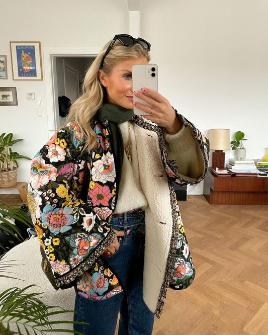 Nuria | Women's padded jacket with floral print