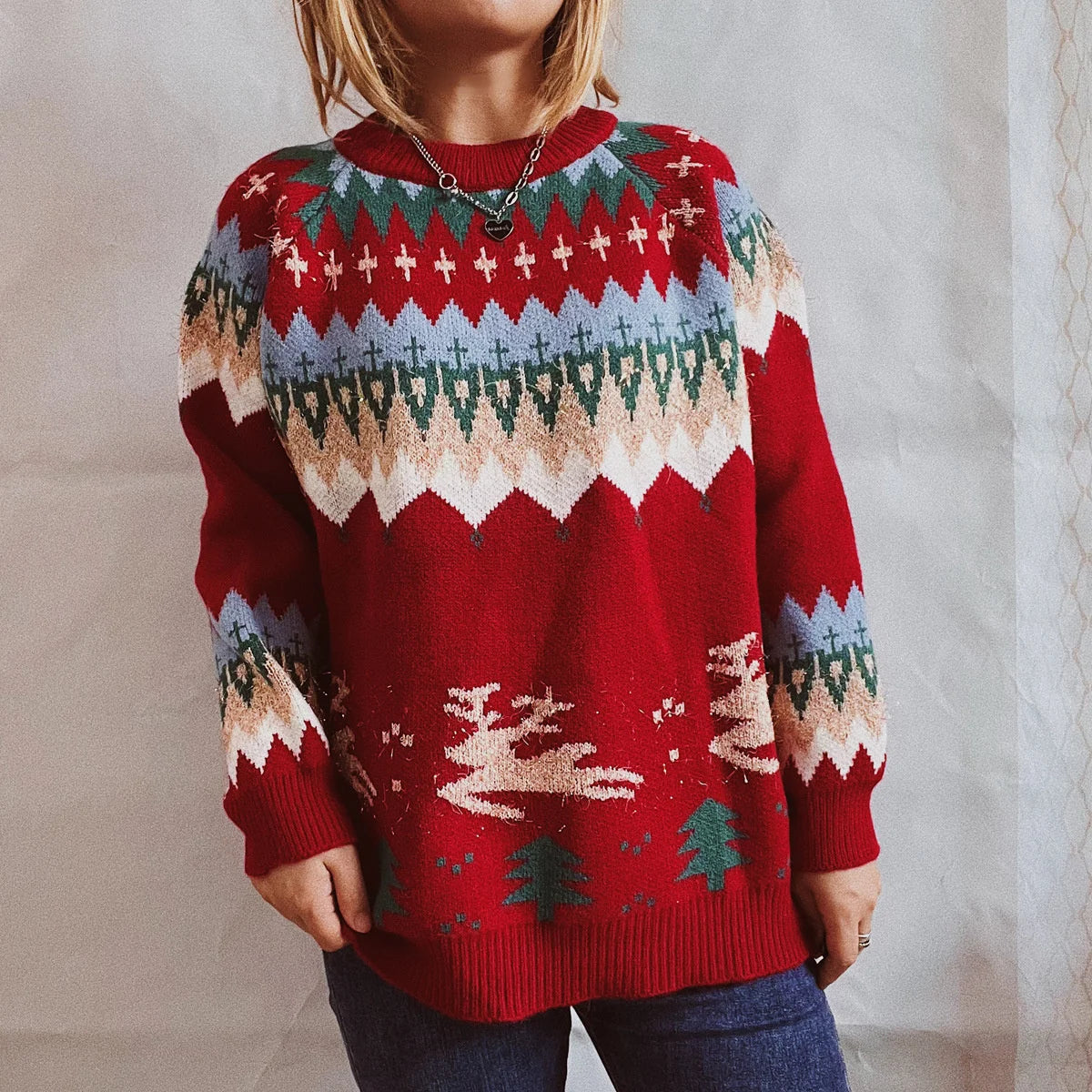 Barbara | Pilar Christmas sweater with raglan sleeves for women