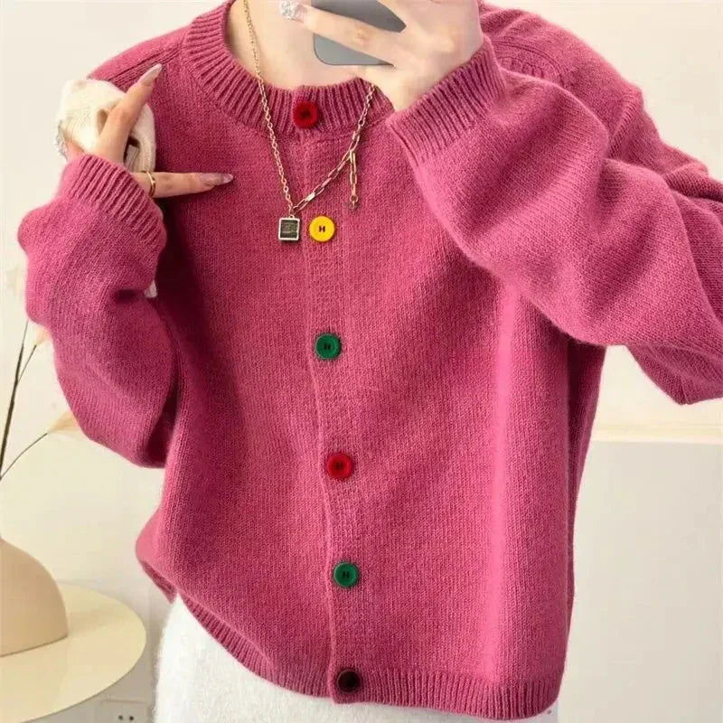 Natalia | Colorful knotted knitted coat for women
