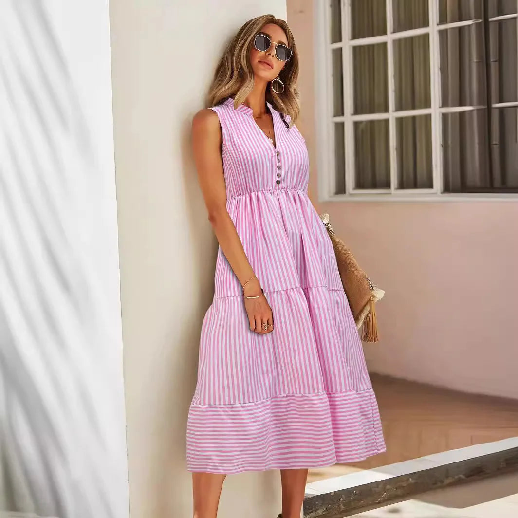 Mary | Stylish Striped Sleeveless Dress for Summer