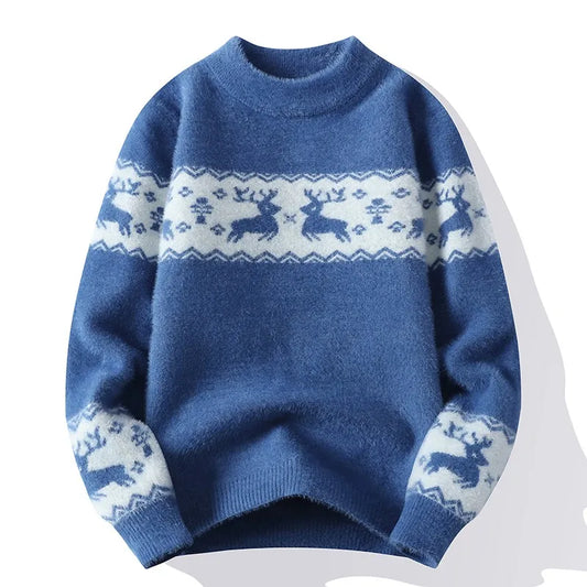 Julieta® | Warm knitted sweater with a Christmas deer print for men