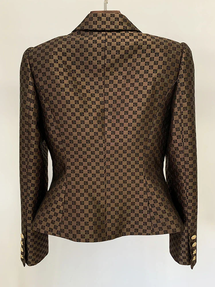 Irma | Double-breasted monogram jacquard blazer