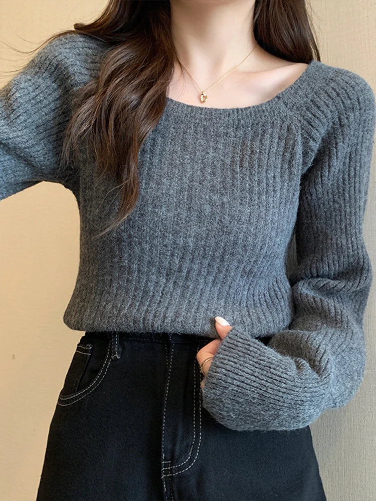 Lucrezia | Autumn winter women's sweater with long puff sleeves