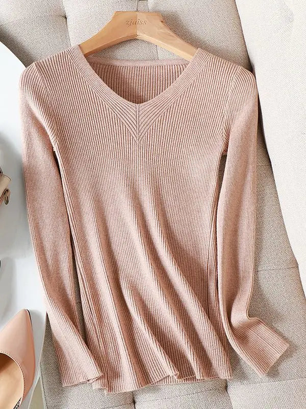 Geraldine | Chic autumn-winter sweater with a V-neck