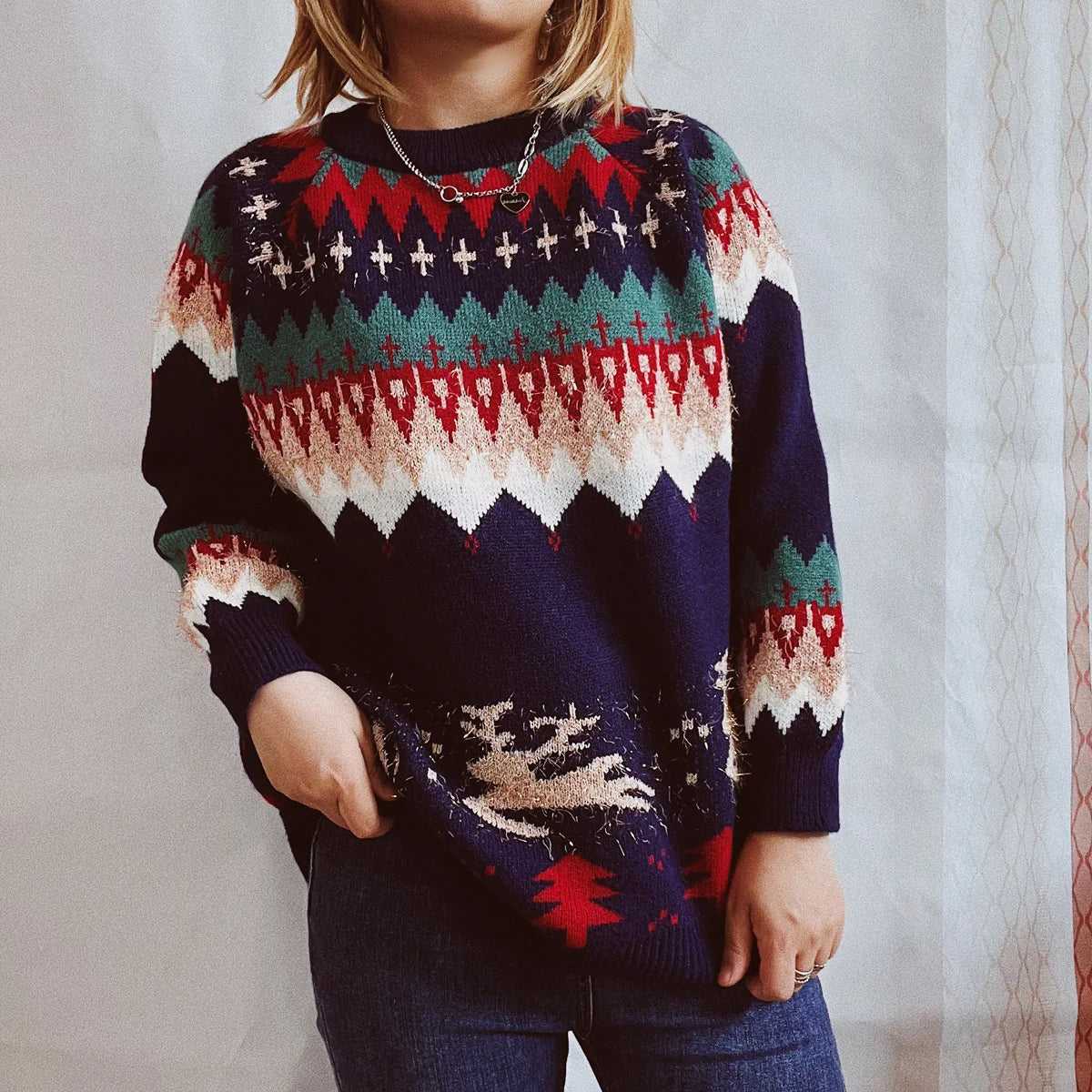 Barbara | Pilar Christmas sweater with raglan sleeves for women