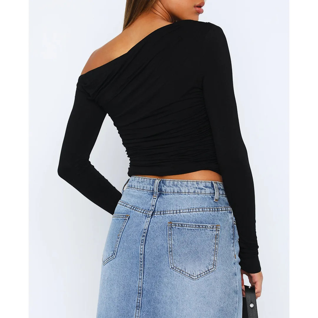 Laura® | Top asymétrique torsadé for women Manches longues