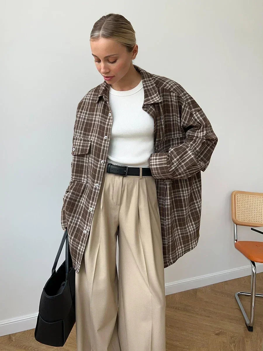 Inés | Vintage loose checked blouse