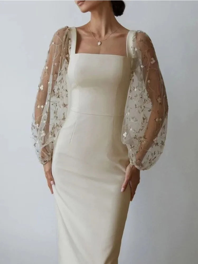 Aurora® | Evening And Party Dress With Square Neckline And Long Sleeves