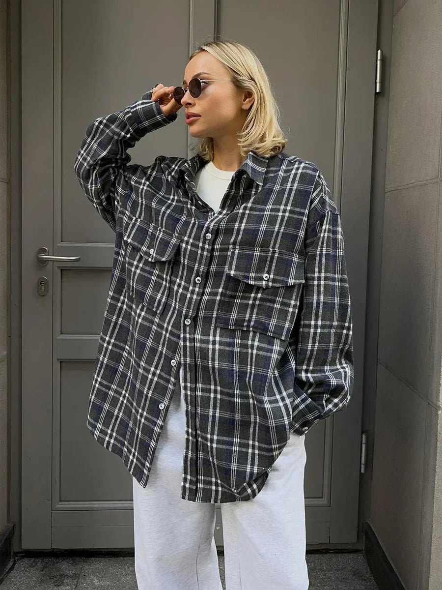 Inés® | Vintage loose checked blouse