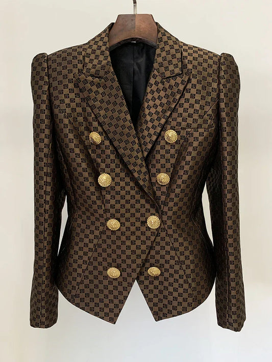 Irma | Double-breasted monogram jacquard blazer