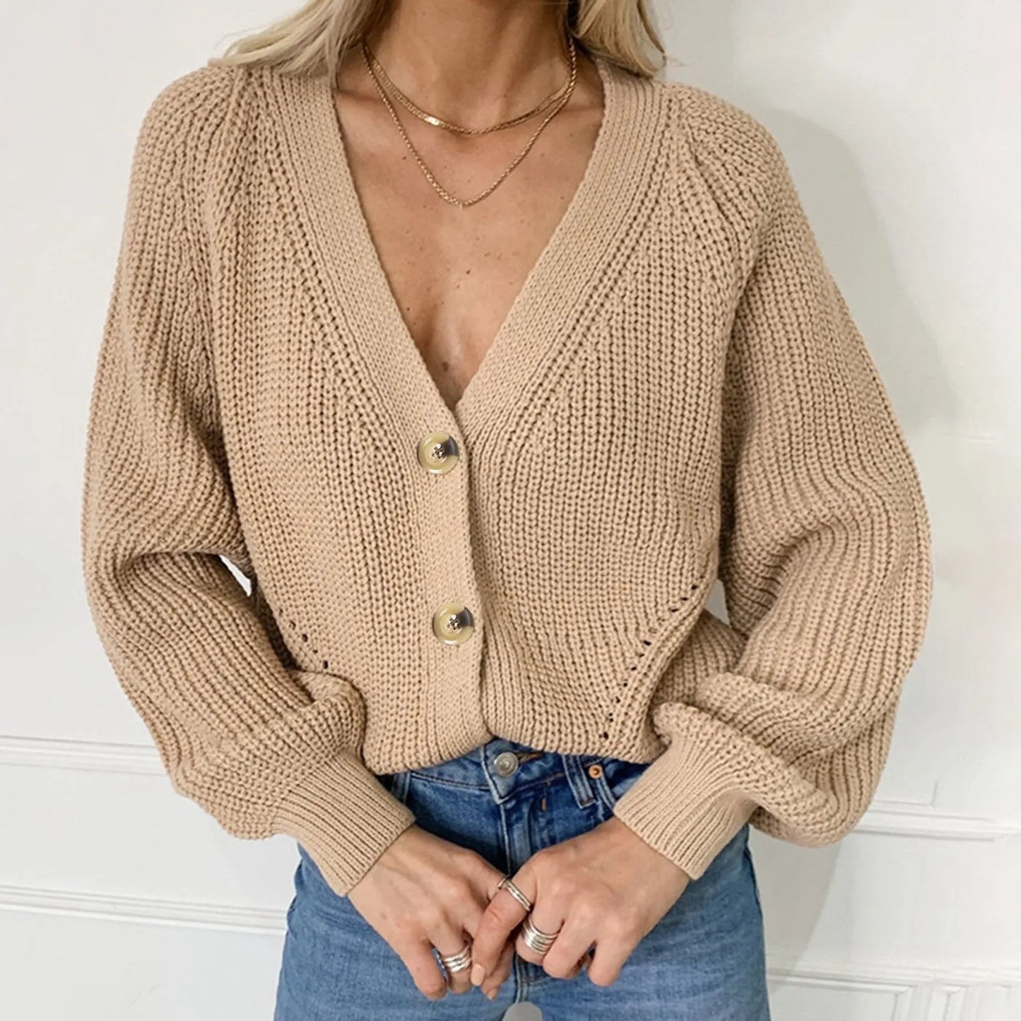 Ivette® | KNIT V-NECK CARDIGAN