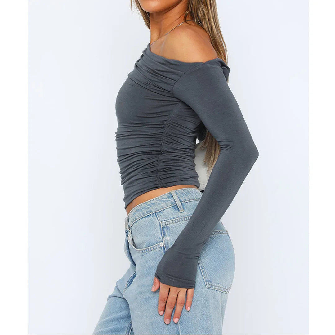 Wilhelmina® | Top asymétrique torsadé for women Manches longues