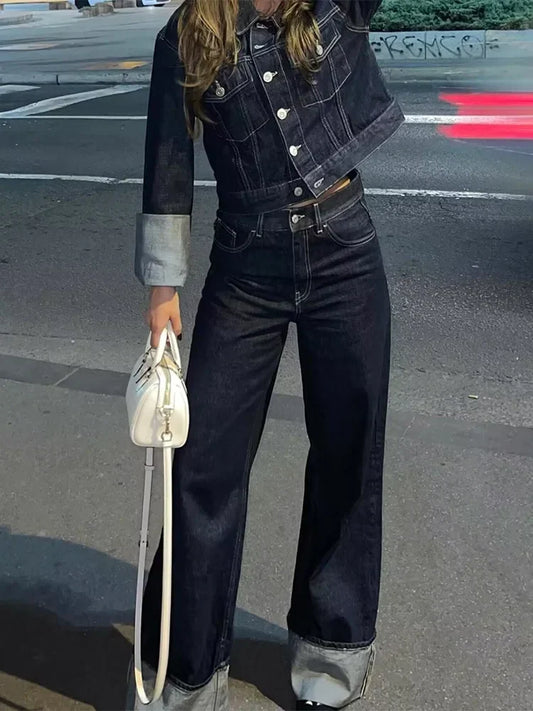 Marcela | Casual cotton denim jacket set for women