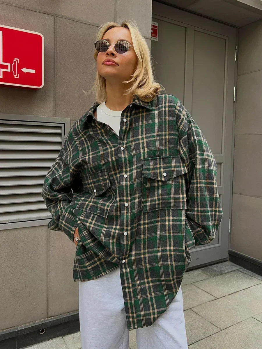 Inés | Vintage loose checked blouse
