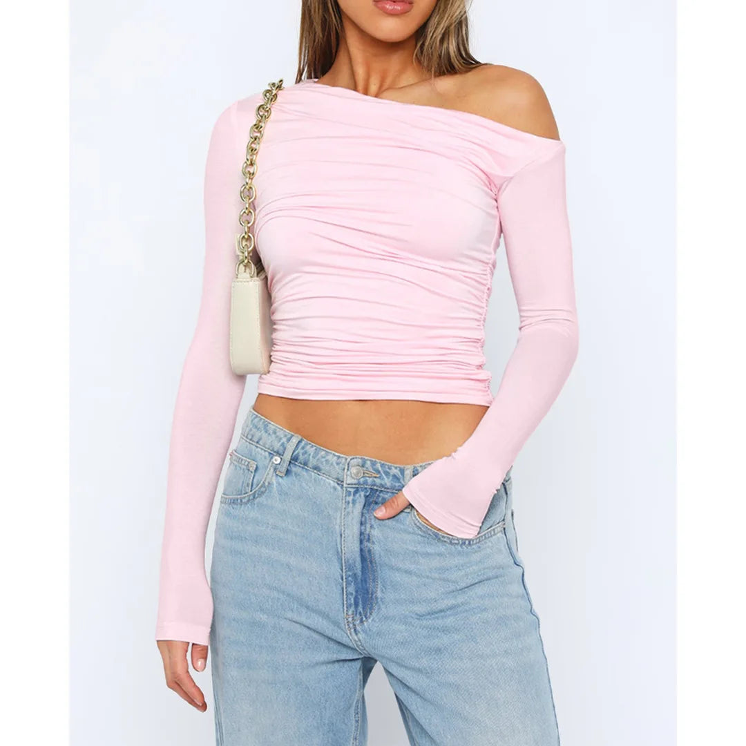 Wilhelmina® | Top asymétrique torsadé for women Manches longues