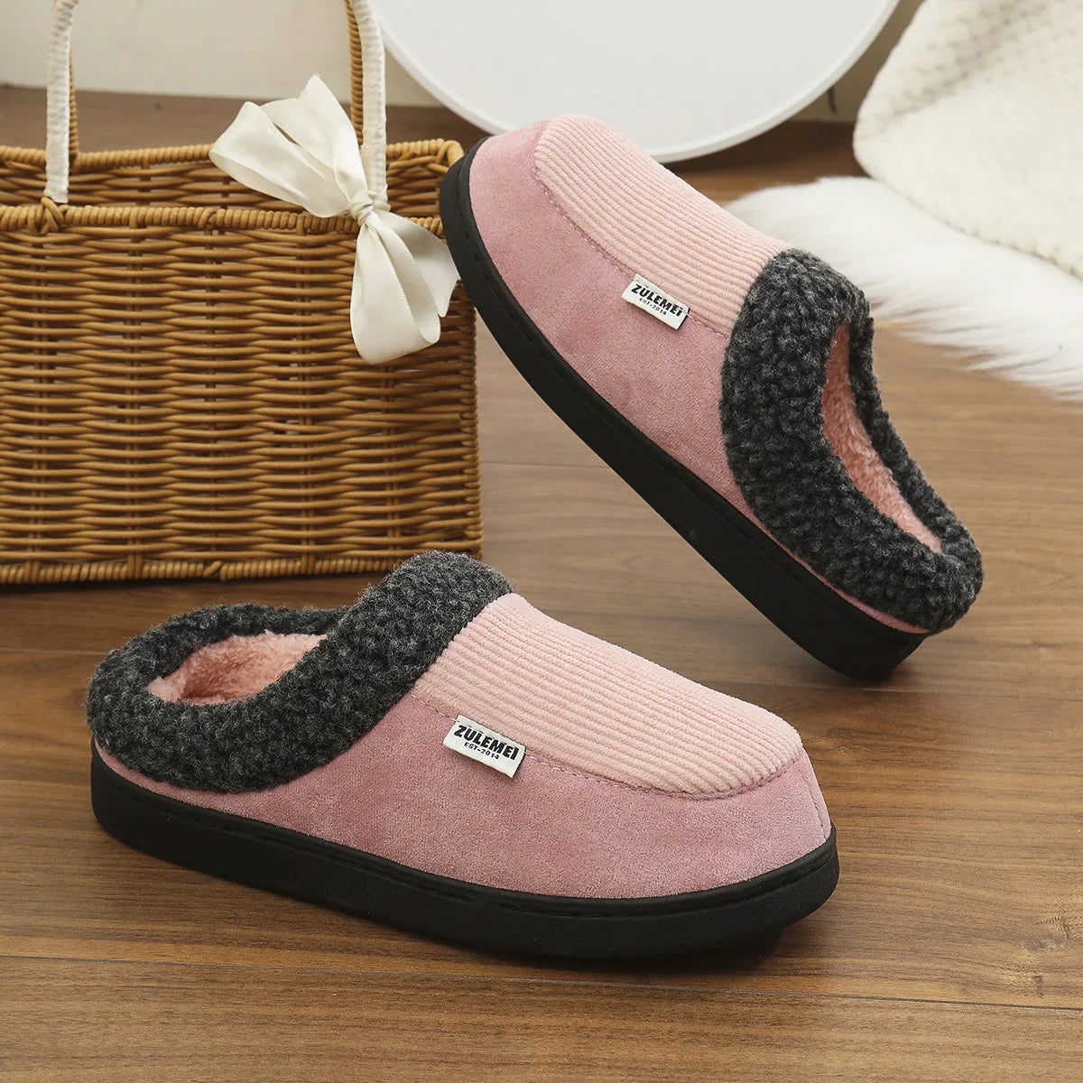 Men's Memory Foam Indoor Slippers with Soft Plush and Anti-Slip Sole